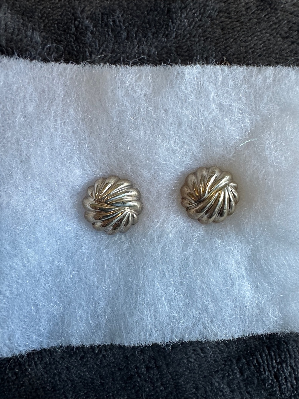Vintage Taxco TV-53 Sterling Silver Ribbed Puffy Chunk Earrings - pierced